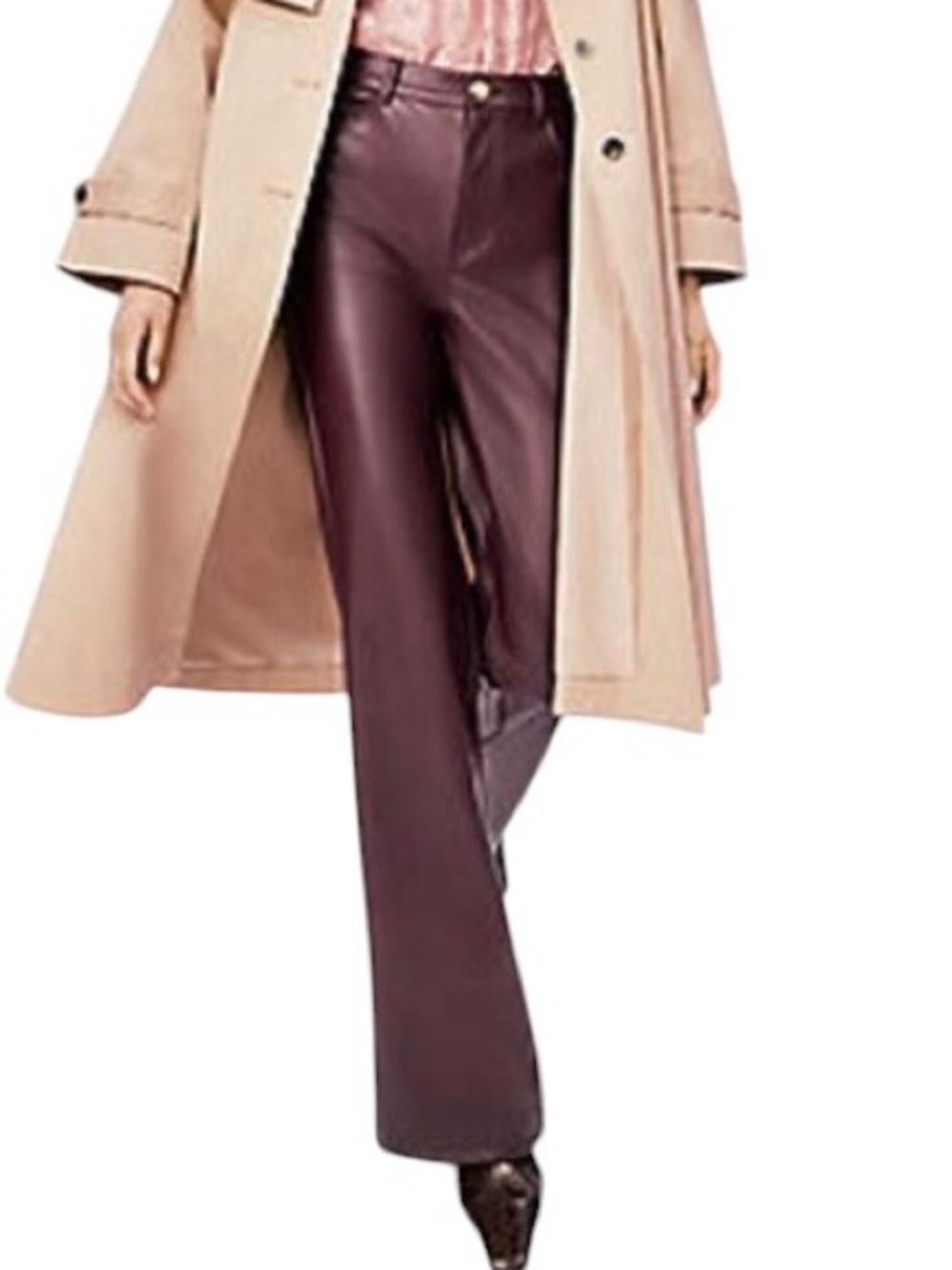 NWOT Ann Taylor Faux Leather Highrise Flare in Bordeaux Burgundy